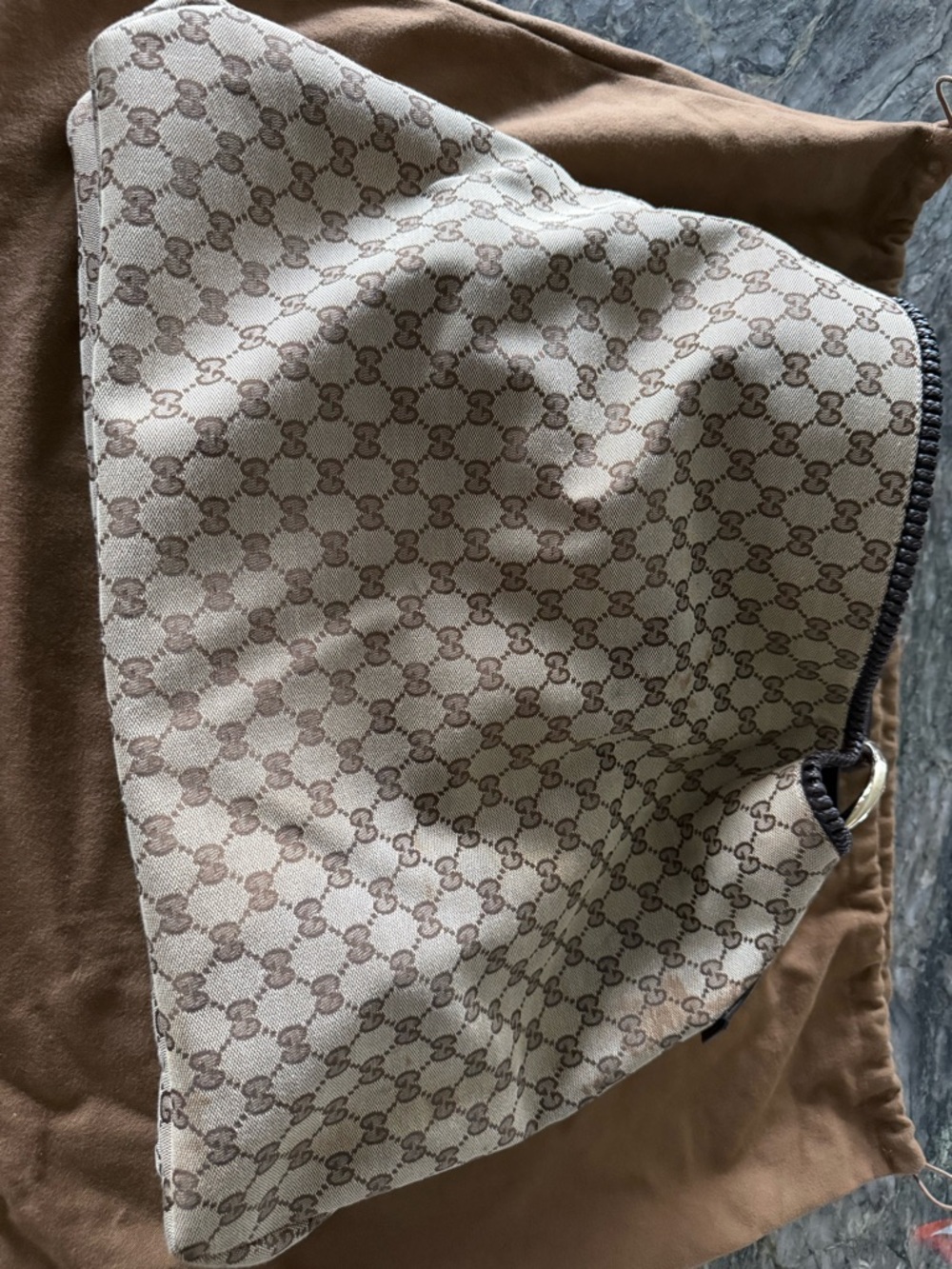 Gucci Beige and Brown GG Canvas Shoulder Bag